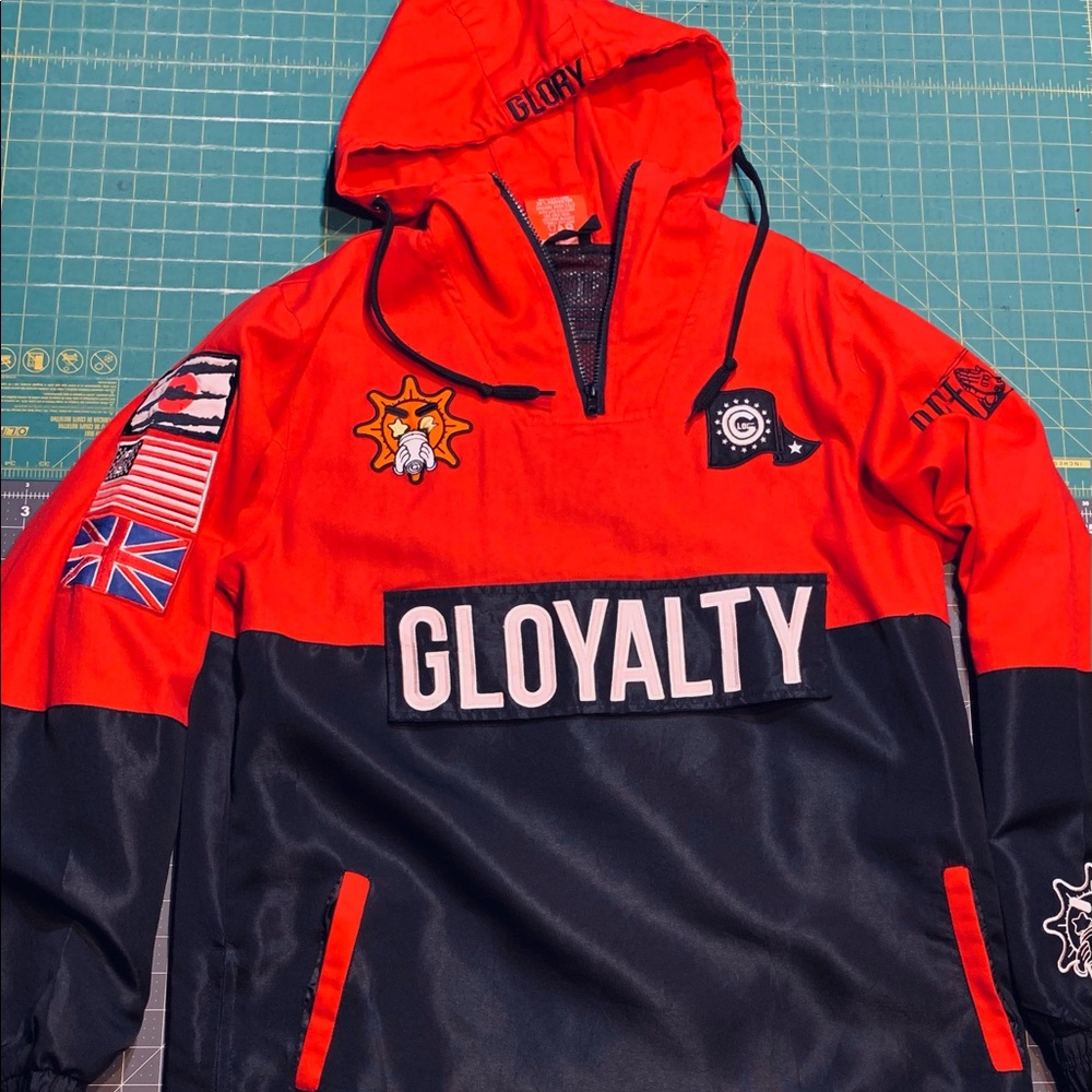 Glo Gang. Chief Keef. Jacket. Pull over wind breaker. Size Large. Hoodie. Red